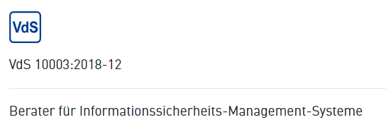 VdS 10003:2018-12 - Berater für Informationssicherheits-Managment-Systeme